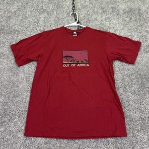 Punch Shirt Mens Medium Red Out Of Africa Embroidered Safari Graphic Tee Kenya